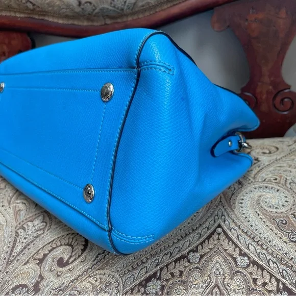 Coach Crossgrain Leather Margot Carryall Shoulder Bag Crossbody Sky Blue F34607 - Picture 11 of 16